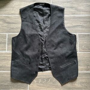 men's express black button up vest